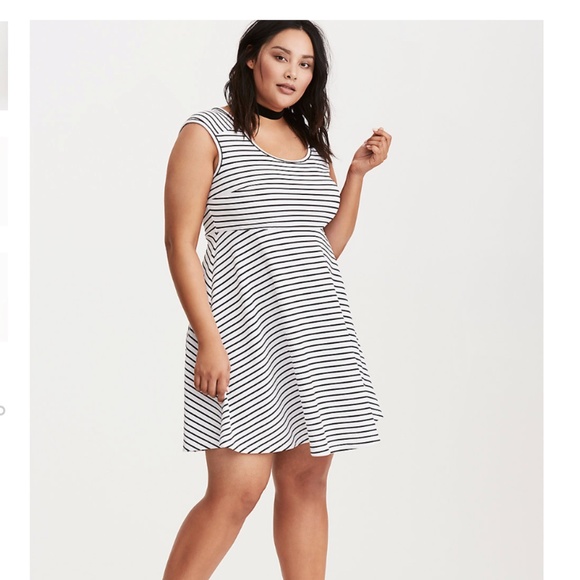 torrid Dresses & Skirts - TORRID STRIPED CROSS BACK SKATER DRESS